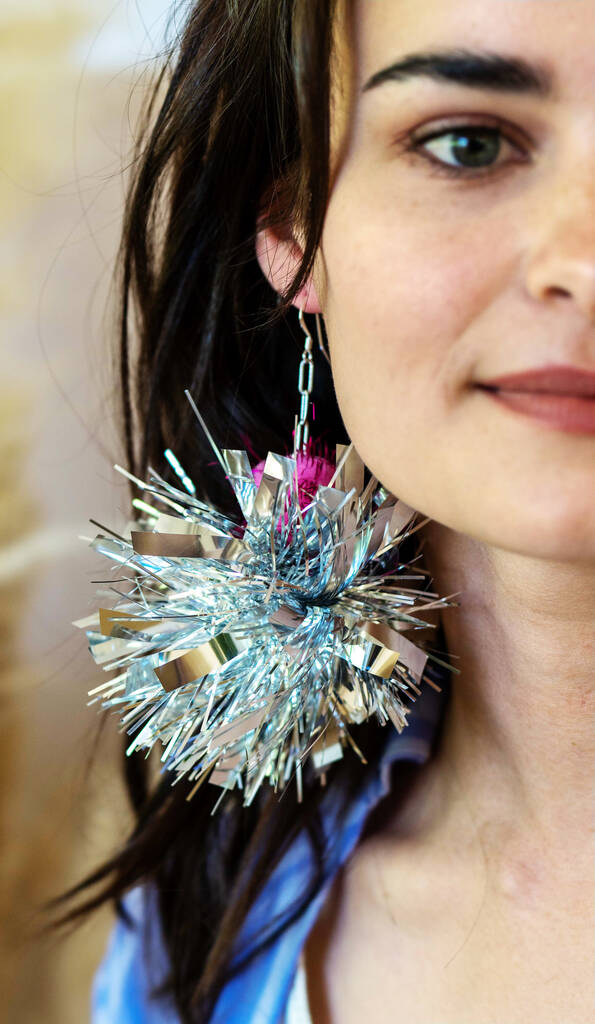 Tinsel Pom Pom Earrings By Lucent Studios