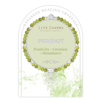 Peridot And Silver Beads Healing Crystals Bracelet Gift, 2 of 6