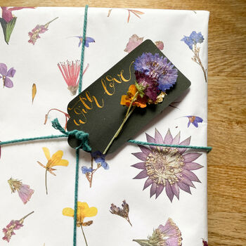 Gift Tags With Pressed Flowers And Gold Leaf, 3 of 4