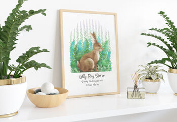 Personalised Rabbit New Baby Fine Art Print, 4 of 6