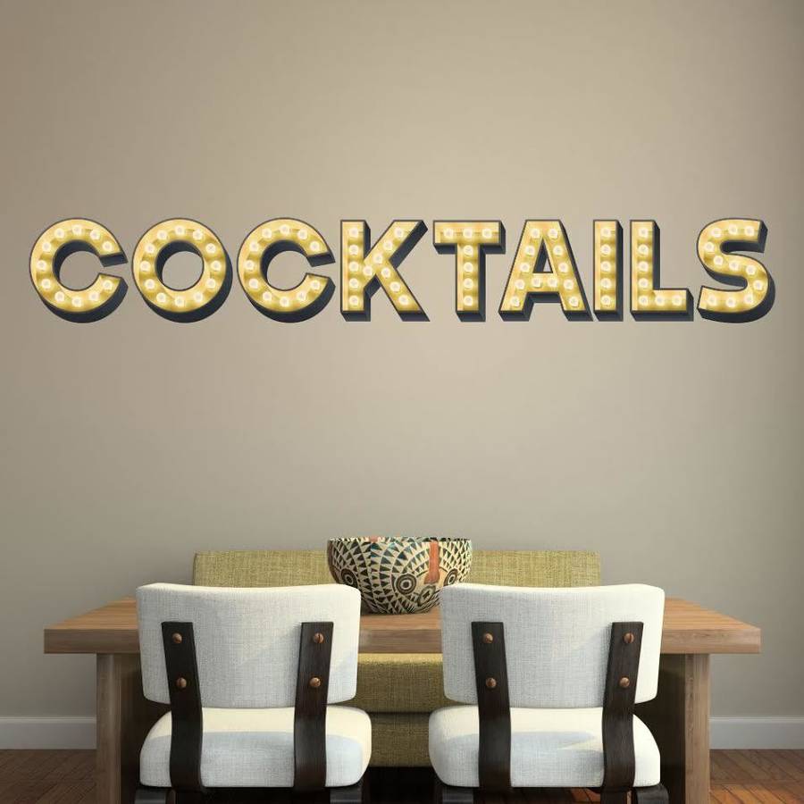 Cocktails Light Up Letters Effect Wall Sticker, 1 of 3