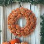 Golden Orange Autumn Velvet Pumpkin Wreath, thumbnail 1 of 6