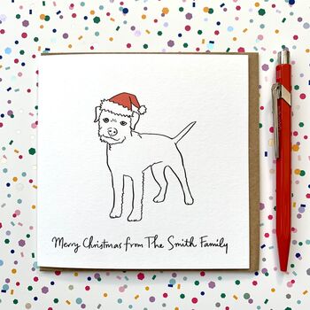 Personalised Border Terrier Santa Hat Christmas Card, 2 of 2