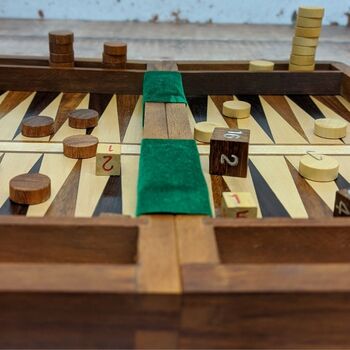 Wooden Backgammon Playing Game Set, 2 of 8