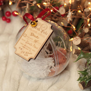 Fillable Fill Your Own Pet Treat Santa Paws Bauble, 2 of 5
