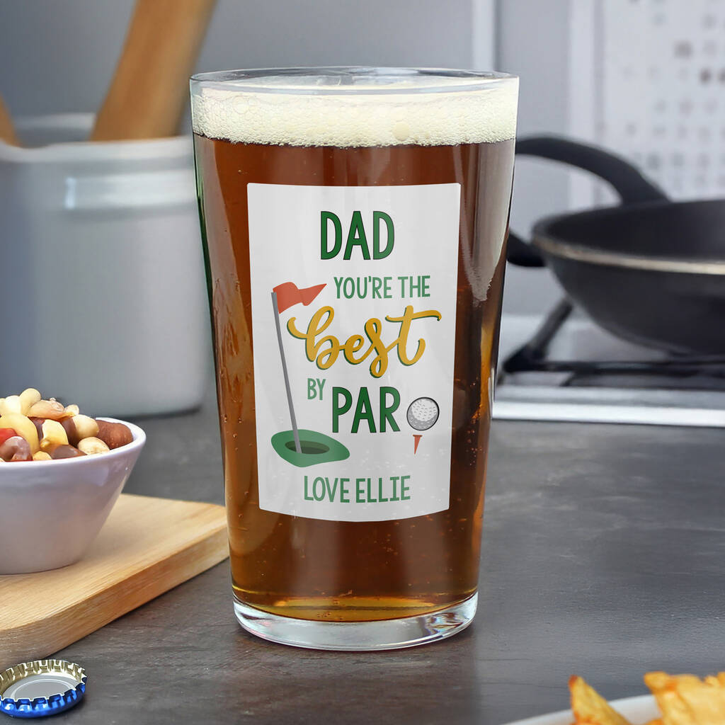 Personalised Best By Par Beer Glass Golf Gift, 1 of 3