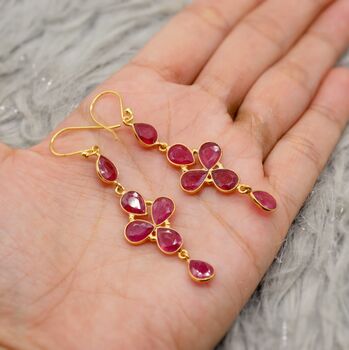 Red Ruby Dangle Earrings, 7 of 8
