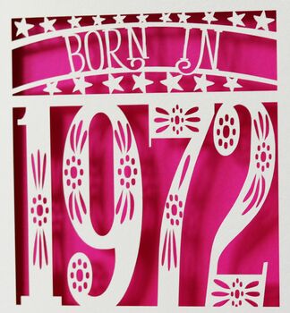 Personalised Papercut Born In 1972 Birthday Card, 9 of 10