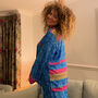 Indian Upcycled Sari Silk Pyjamas Morning Blue, thumbnail 1 of 2