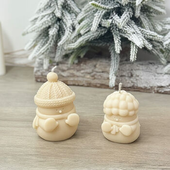 Pair Of Christmas Snowman Candles And Christmas Decorations, 4 of 10