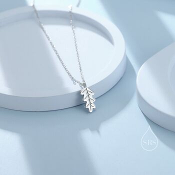 Sterling Silver Delicate Oak Leaf Pendant Necklace, 2 of 11