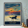 Golden Retriever Limited Edition Beach Sunset Print, thumbnail 1 of 11