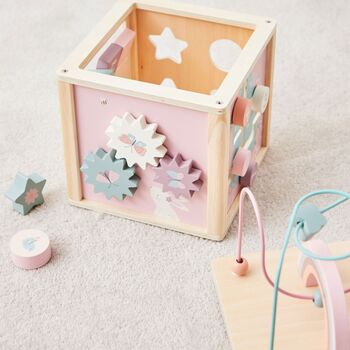 Personalised Pink Wooden Activity Cube, 3 of 4