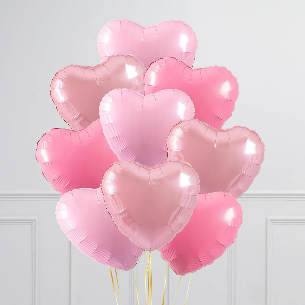 Baby Pink Hearts Inflated Foil Balloon Bunch By Bubblegum Balloons Notonthehighstreet Com