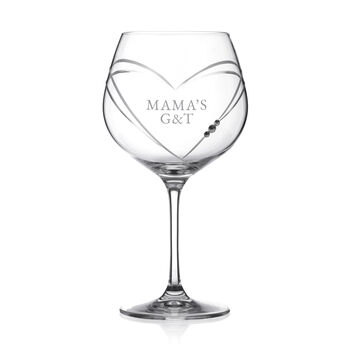Personalised Celebration Heart Gin Goblet With Crystals, 3 of 5