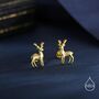 Sterling Silver Deer Stud Earrings, thumbnail 4 of 11
