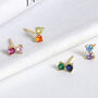 Gold Light Blue And Violet Double Stud Earrings, thumbnail 3 of 8