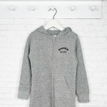 Personalised Kids Gaming Onesie In Grey, 2 of 2