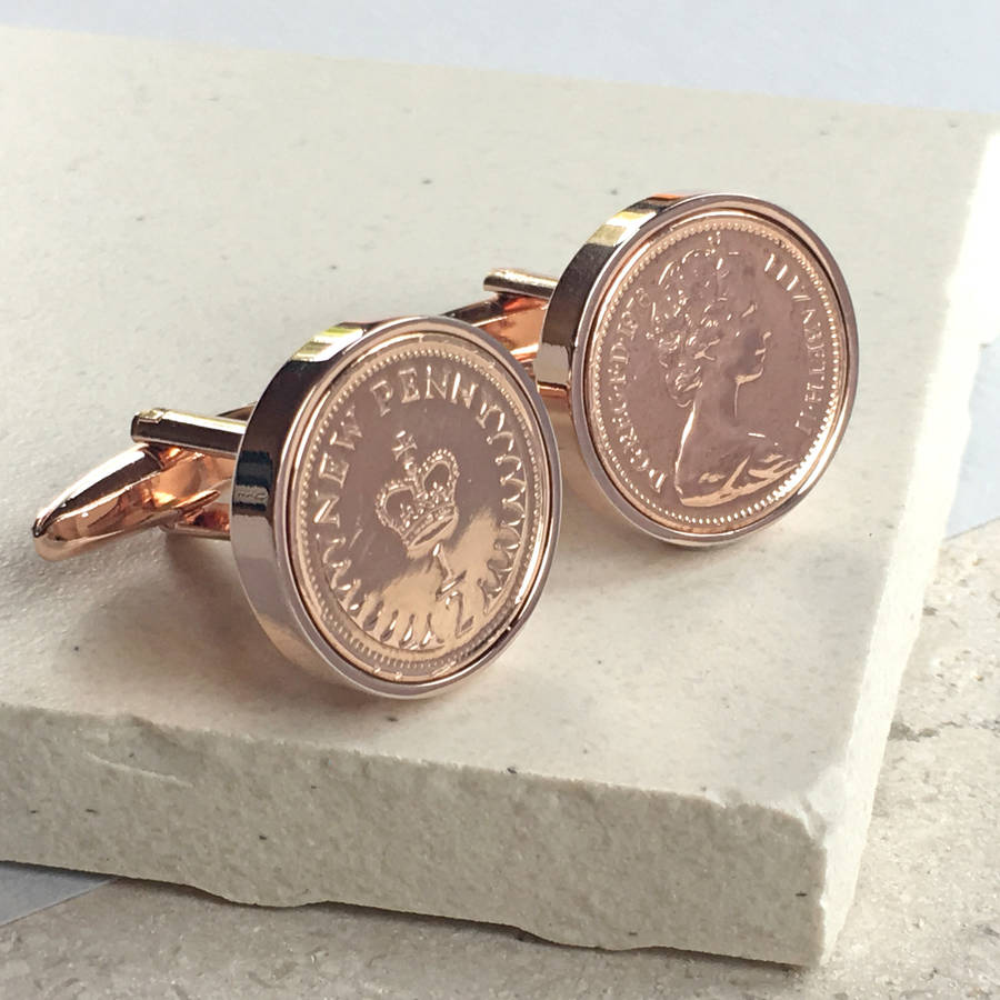 Personalised Age 37 To 49 Halfpenny Cufflinks Inc. 40th, 1 of 8