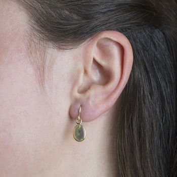 Black Opal October Birthstone Rose/Gold Plated Earrings, 7 of 9