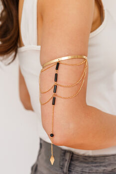 Bohemian Chunky Gold Plated Upper Arm Cuff, 9 of 11