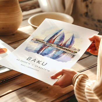 Baku Azerbaijan Travel Print Poster, 3 of 7