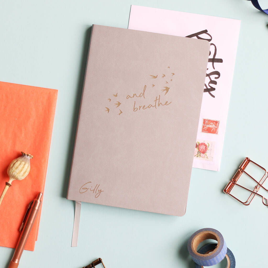 And Breathe Personalised Luxury Journal Notebook By Betsy Benn