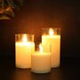 Set Of Three Glass Wax Flameless Candles, thumbnail 4 of 5