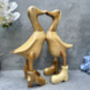 Cute Duck Couple Ornament Lovers 25cm – Bamboo Wood Heart Figurine, thumbnail 7 of 12