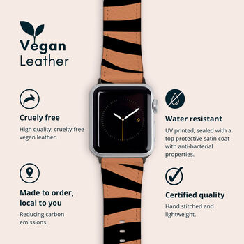 Brown Zebra Vegan Leather Apple Watch Band, 2 of 6