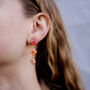 Red Pressed Flower Sterling Silver Stud Earrings, thumbnail 1 of 10