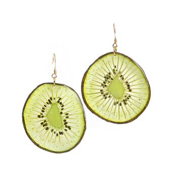 Kiwi Dried Real Fruit Resin Earrings, 2 of 3