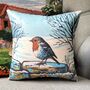 Christmas Robin Winter Bird Decorative Cushion, thumbnail 1 of 6