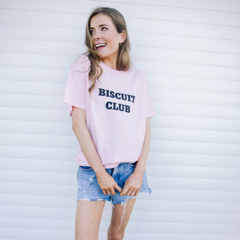 Biscuit Club Women’s Slogan T Shirt In Pastel Pink, 2 of 3