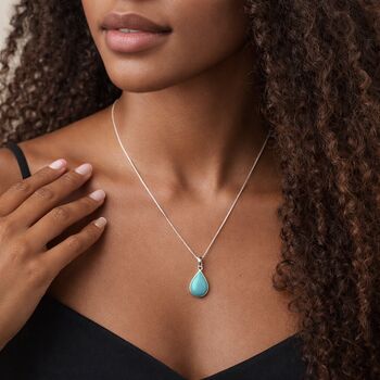 Personalised Sterling Silver Teardrop Turquoise Pendant Necklace, 4 of 8