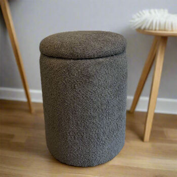 Round Storage Pouffe In Cream Bouclé, 4 of 5