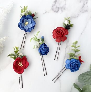 Red, White And Royal Blue Hair Pins, 5 of 5