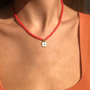 Red Beaded Flower Necklace, 3 of 5