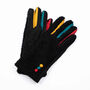 Black Boucle Gloves With A Pop Of Colour, thumbnail 2 of 6