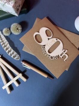 Personalised Wooden 80th Birthday Card, 10 of 10