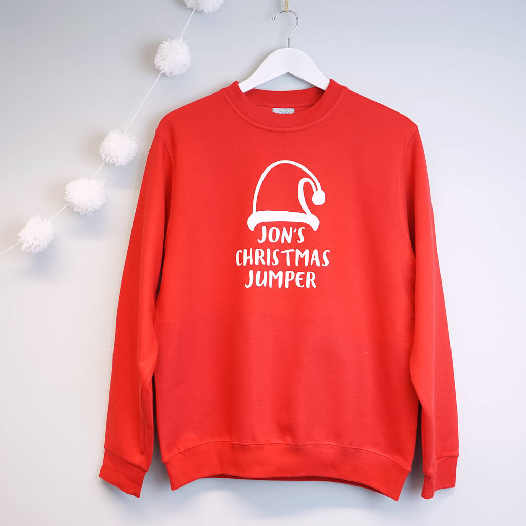 personalised christmas santa hat jumper by sparks and daughters