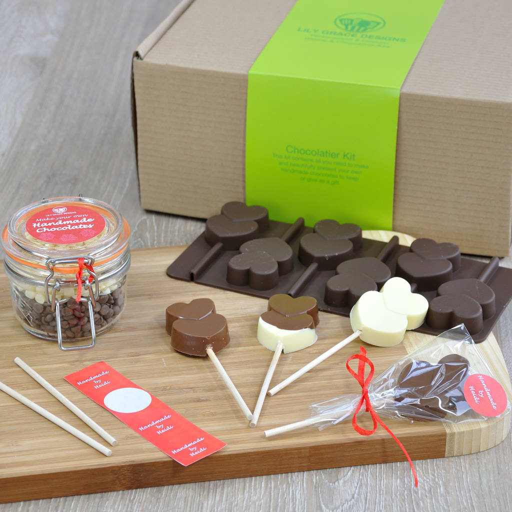 Personalised Lollipop Making Kit: Chocolate Hearts By Lily Grace Baking 