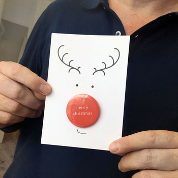 Rudolph Reindeer Christmas Badge Card, 2 of 2