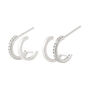 Illusion Double Huggie Stud Earrings Sterling Silver, thumbnail 1 of 5