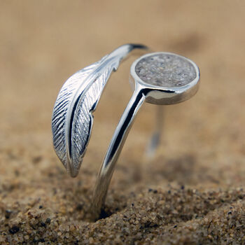 Feather Cremation Ashes Adjustable Memorial Ring, 7 of 7
