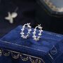 Sterling Silver Hydangea Flower Motif Hoop Earrings, thumbnail 2 of 12
