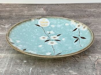 Turquoise Sakura / Cherry Blossom Flower Patterned Plate, 19.5cm, 3 of 3