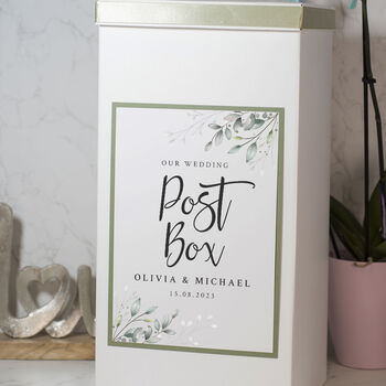 Botanical Wreath Wedding Card Post Box, 2 of 5