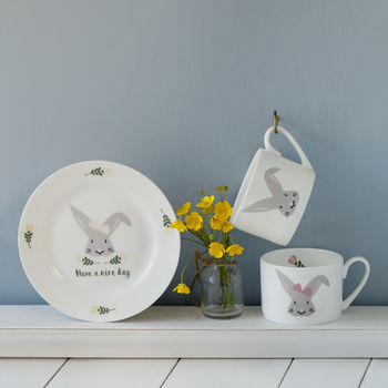 Easter Bunny Personalised Hand Decorated Child's China, 2 of 5