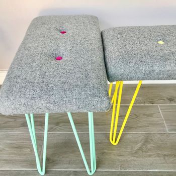 Harris Tweed Bench With Colour Pop Hairpin Legs, 4 of 8
